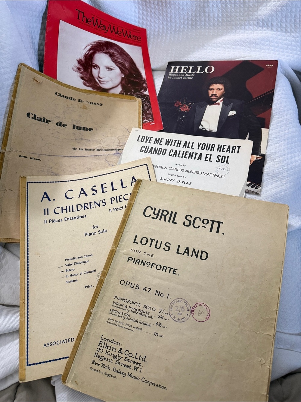 Vintage Sheet Music Collection by , Neutral and Cream